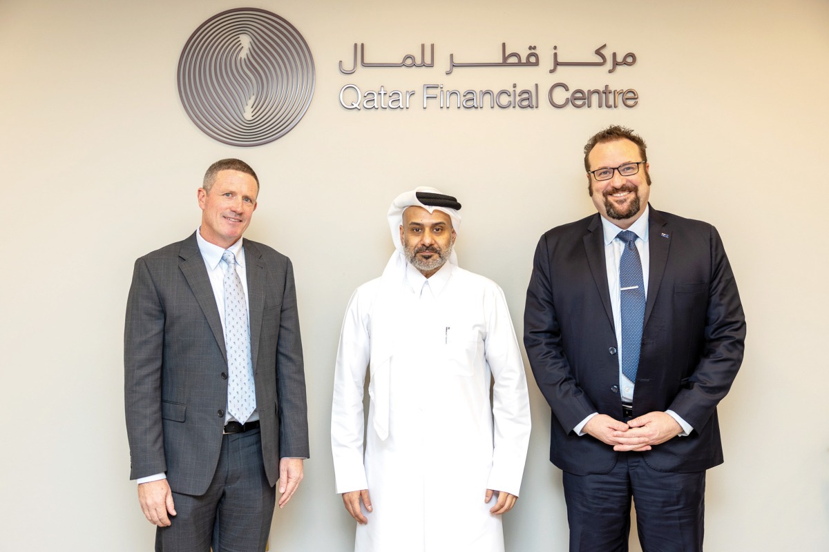 Ambassador of Australia to Qatar H E Ambassador Shane Flanagan, Founding Chair of AQBA Justin Kerr-Stevens with QFC CEO Yousuf Mohamed Al Jaida.