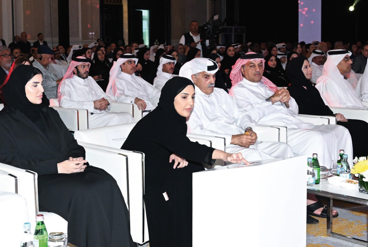 Deputy Prime Minister and Minister of State for Defence Affairs H E Dr. Khalid bin Mohammed Al Attiyah, Minister of Education and Higher Education H E Buthaina bint Ali Al Jabr Al Nuaimi, Minister of Labour H E Dr. Ali bin Smaikh Al Marri and Minister of Social Development and Family H E Mariam bint Ali bin Nasser Al Misnad witnessing the launch of NHRC 2024-2030 Strategic Plan by the NHRC Chairperson H E Maryam bint Abdullah Al Attiyah.