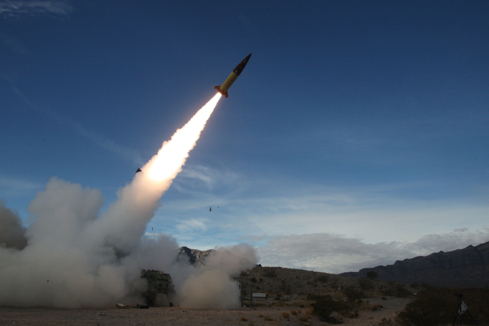 This handout photo courtesy of the US Department of Defense taken on December 14, 2021 shows the US Army conducting live fire tests of the Army Tactical Missile System (ATACMS) at the White Sands Missile Range in New Mexico. US President Joe Biden has authorized Ukraine to use long-range American missiles, such as ATACMS, against military targets inside Russia. (Photo by John Hamilton / DoD / AFP)