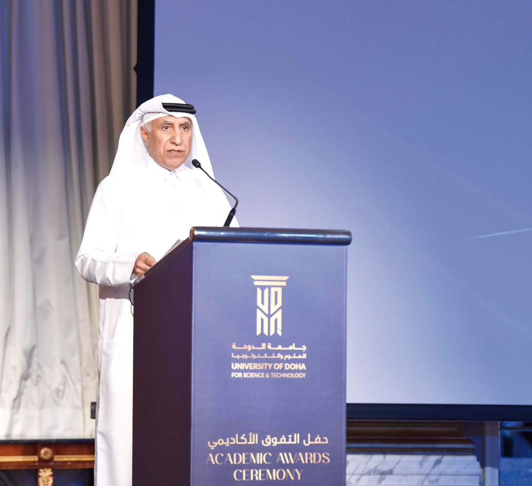 UDST President Dr. Salem Al Naemi addressing the ceremony.