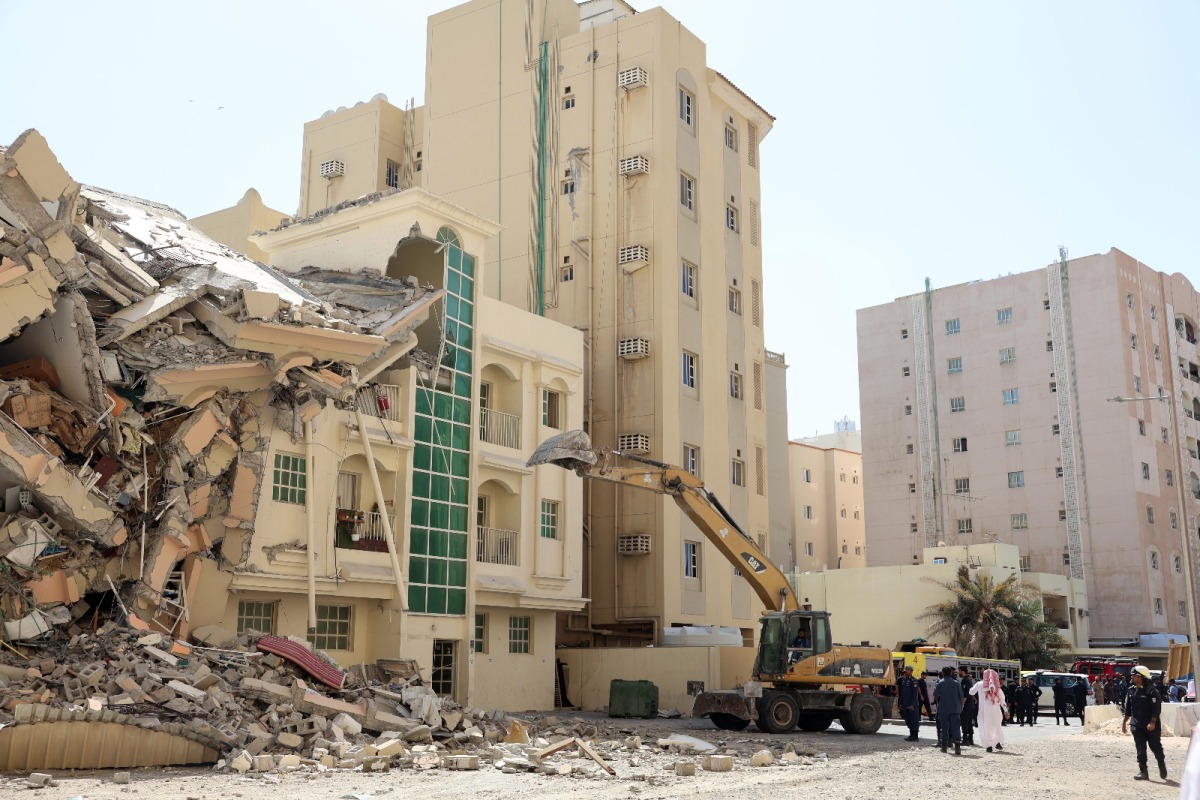 File photo of the collapsed apartment building at the Bin Durham area, Mansoura, which took place on March 22, 2023. (Photo by Mohamed Farag / The Peninsula)