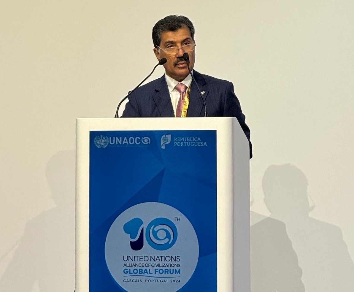 MoFA Secretary-General HE Dr. Ahmed bin Hassan Al Hammadi addressing the 10th UNAOC Global Forum in Portugal. 