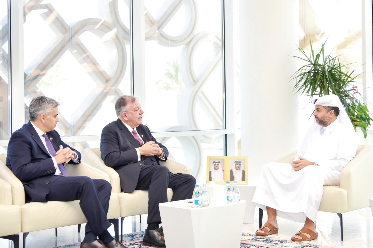 CEO of QFZ, Sheikh Mohammed bin Hamad bin Faisal Al Thani with Chairman of the Federal Executive Board of the German Mittelstand (BVMW), Christoph Ahlhaus during the meeting.