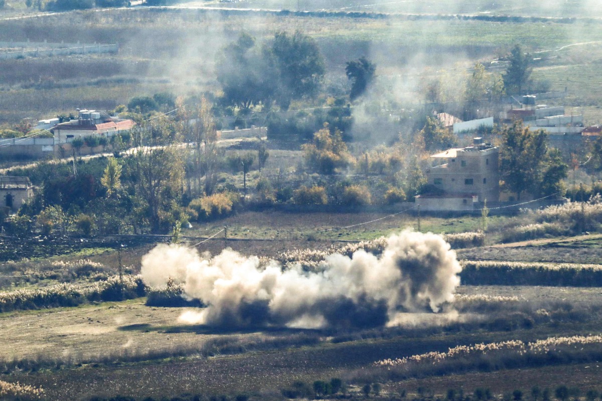 Smoke rises during Israeli shelling in Southern Lebanon's plain of Marjayoun, days after a ceasefire between Israel and Hezbollah took effect, on November 30, 2024. (Photo by AFP)
