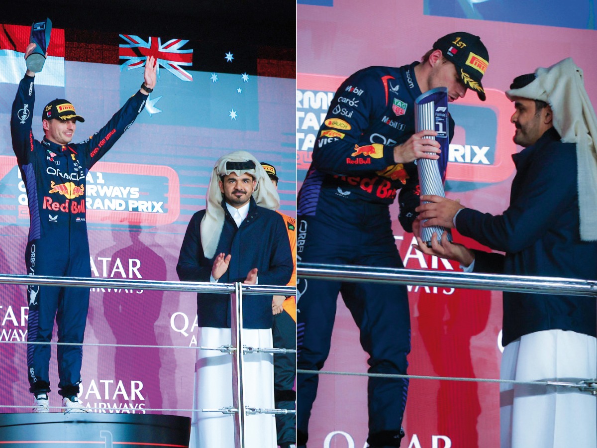 President of Qatar Olympic Committee H E Sheikh Joaan bin Hamad Al Thani honoured Red Bull’s Max Verstappen after his victory in the Qatar Grand Prix.