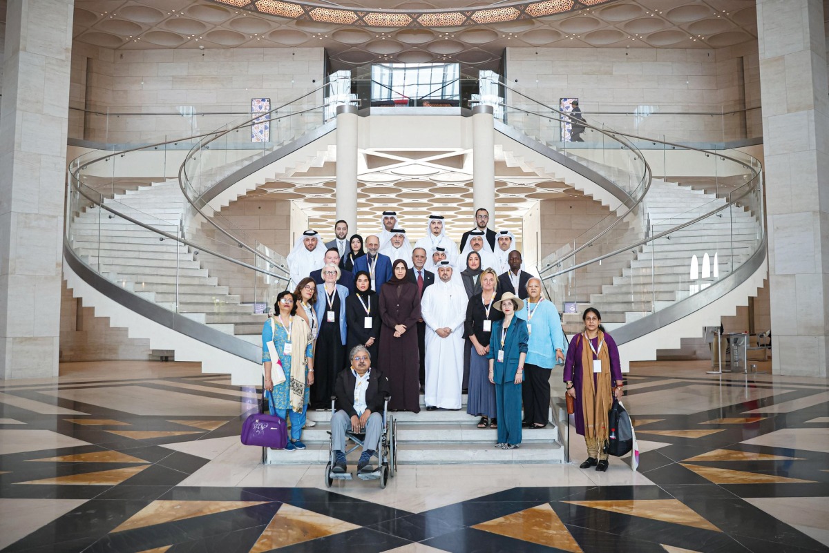 Minister of Education and Higher Education and Vice-Chairperson of the Board of Trustees of Qatar Museums H E Lolwah bint Rashid Al Khater with officials and conference participants.