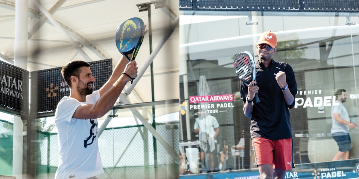 Serbian tennis star Novak Djokovic (left), Qatar high jumper Mutaz Barshim (right)