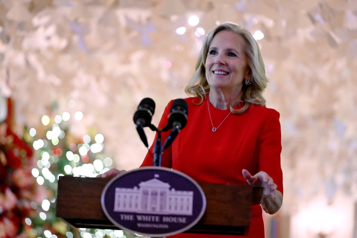 US First Lady Jill Biden at the White House in Washington, DC, on December 2, 2024. Photo by ROBERTO SCHMIDT / AFP.