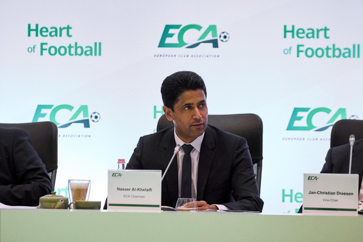 ECA Chairman Nasser Al Khelaifi during the Board Meeting.