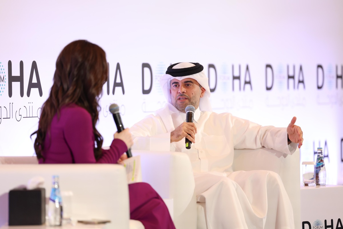 Qatar Airways Group Chief Executive Officer Engr. Badr Mohammed Al Meer speaking at a session of the Doha Forum 2024.