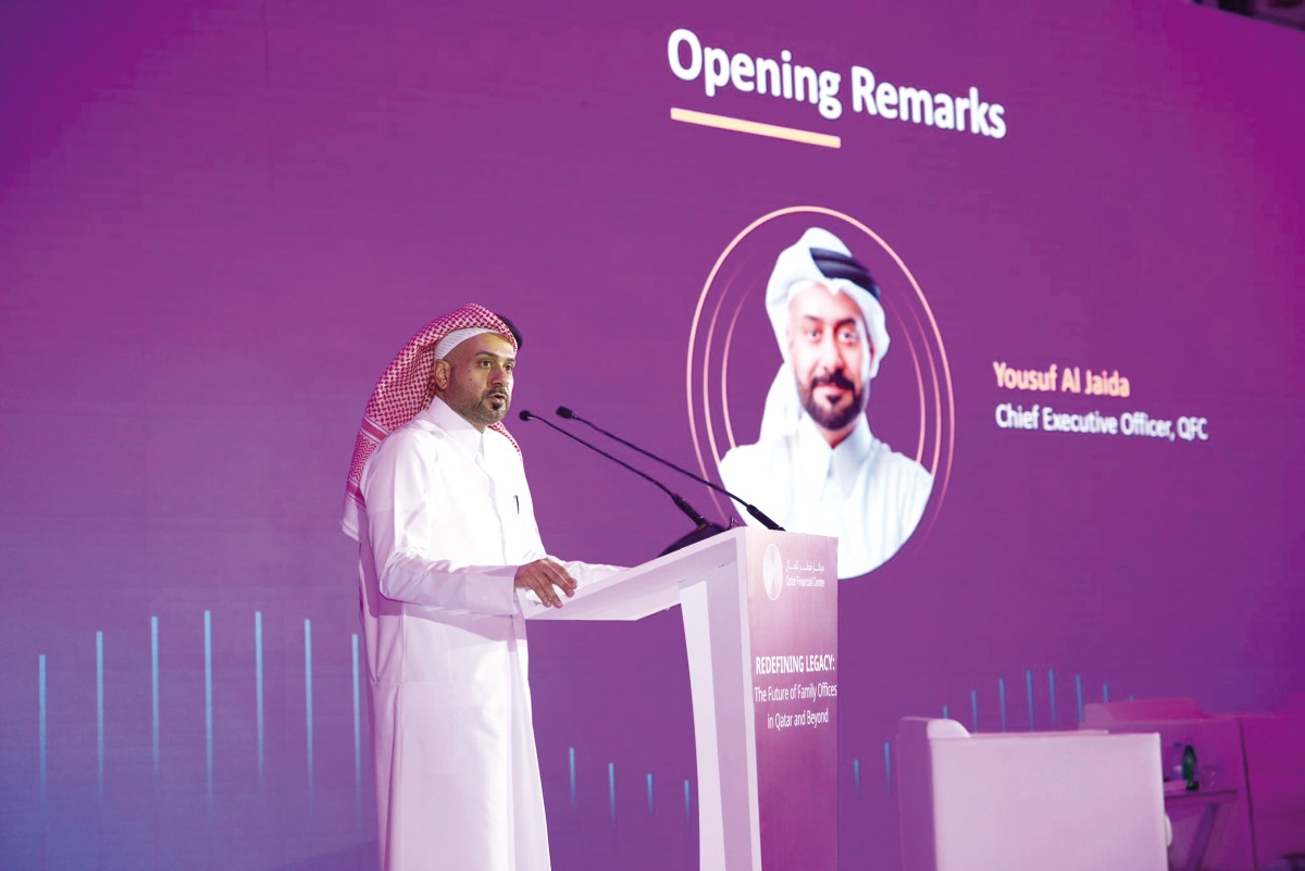 Chief Executive Officer of QFC, Yousuf Mohamed Al Jaida addressing the event.