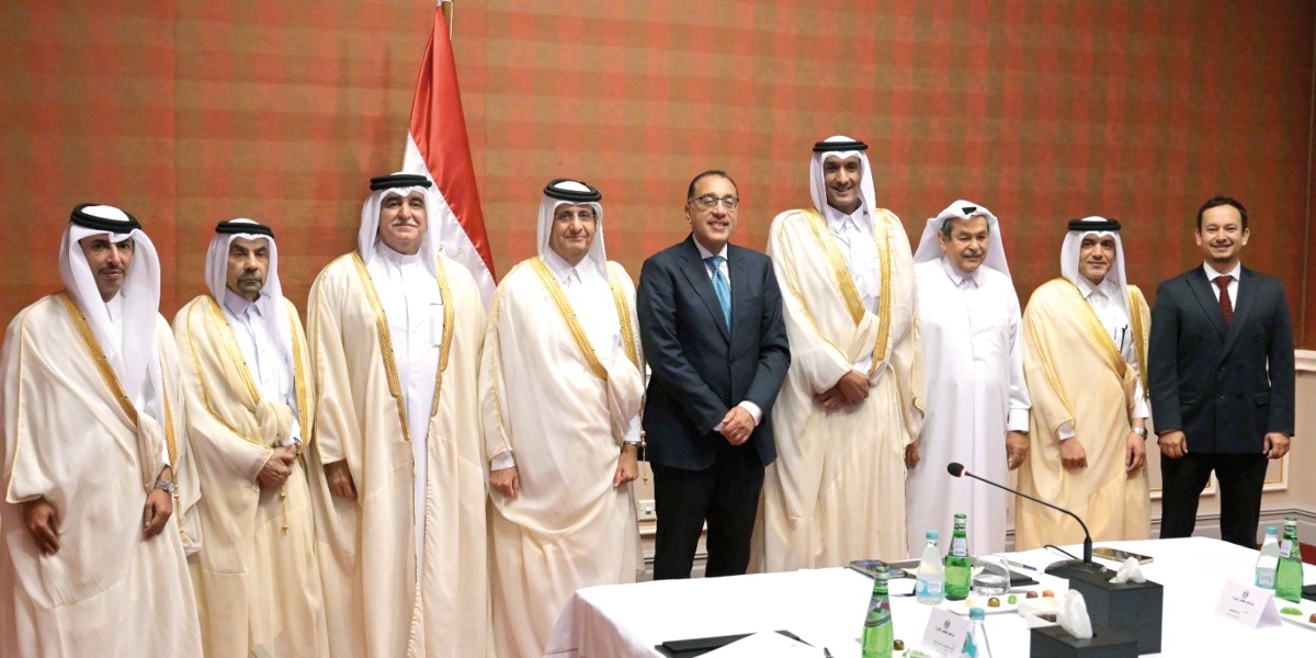 Prime Minister of the Arab Republic of Egypt, H E Dr. Mostafa Madbouly with QBA board members during the meeting.