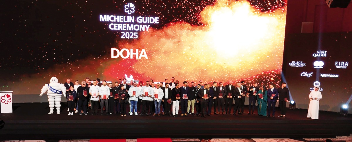 Officials and chefs from the selected restaurants at the launch of first Michelin Guide Doha.