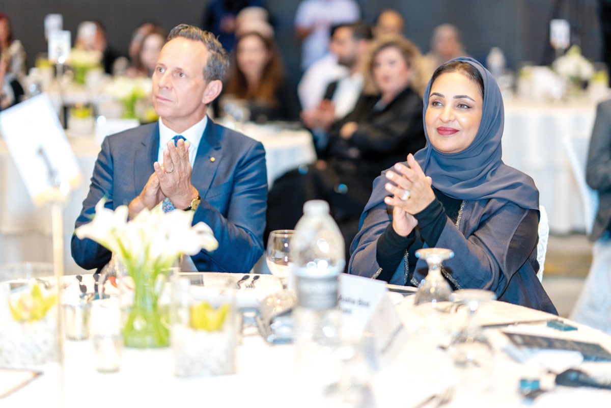 Founder and Chairperson of Al Faleh Educational Holding Dr Sheikha Aisha bint Faleh Al Thani (right) with other official and guests during the event.