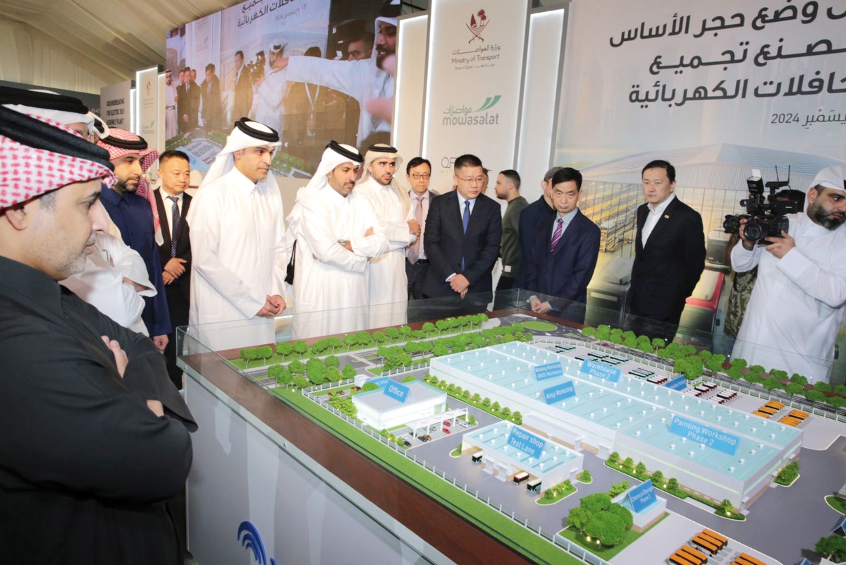 Minister of Transport H E Sheikh Mohammed bin Abdulla bin Mohammed Al Thani with other officials at the event.