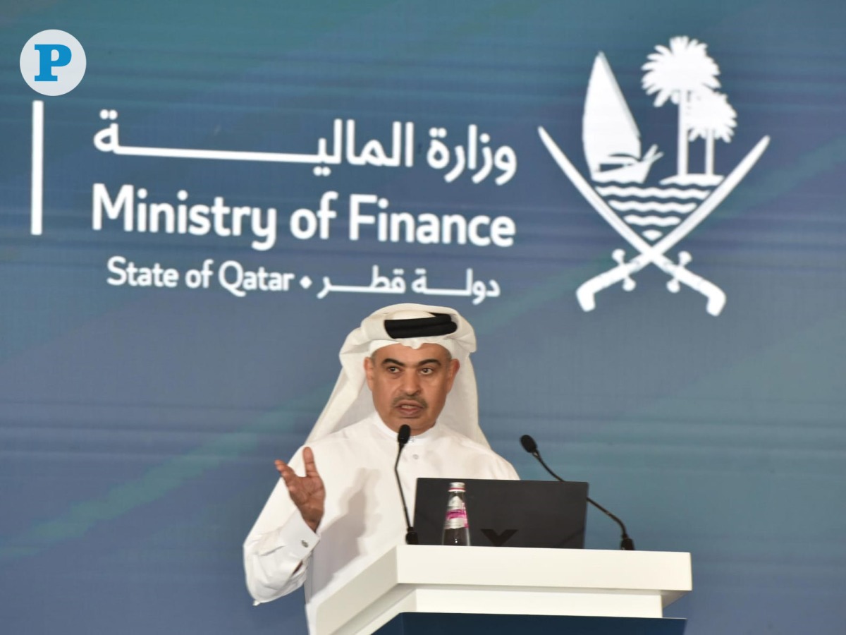 Minister of Finance H E Ali bin Ahmed Al Kuwari during a press conference about Qatar's general budget for 2025. Photo by Salim Matramkot/ The Peninsula.

