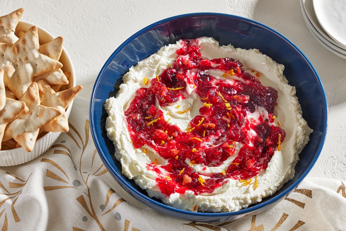 Whipped Goat Cheese With a Cranberry Swirl. Photo credit: Tom McCorkle for The Washington Post. Food styling by Gina Nistico for The Washington Post