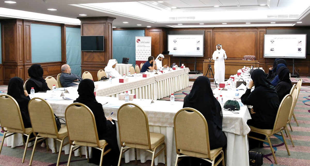 Participants attending the training program hosted by Qatar Chamber and Regional Network Concsultancy.