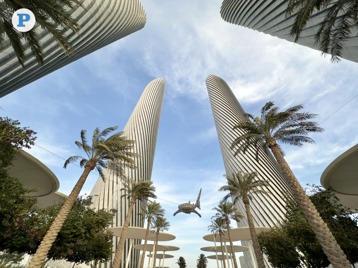 Wide shot of Lusail Plaza Towers in Lusail Boulevard on December 18, 2024. Photo by Alexandra Evangelista/ The Peninsula