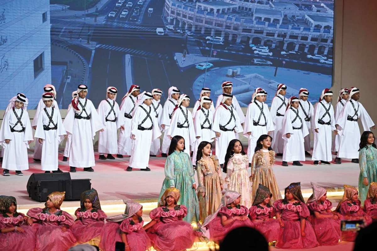 Children taking part in one of the cultural activities at Darb Al Saai as part of the QND celebrations.