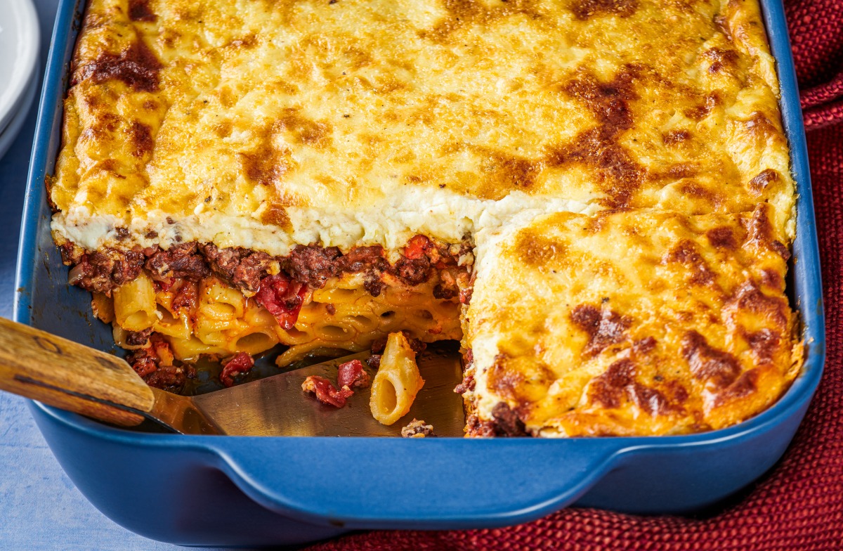 Pastitsio. Photo credit: Rey Lopez for The Washington Post; food styling by Lisa Cherkasky for The Washington Post