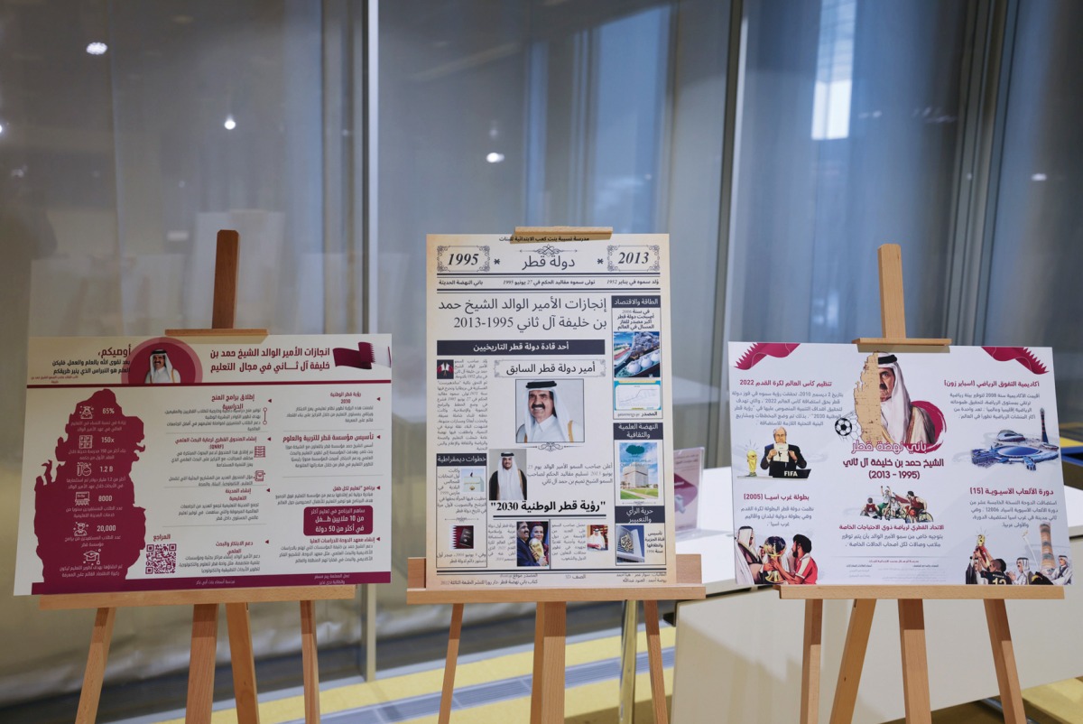 Posters prepared by schoolchildren on display. 