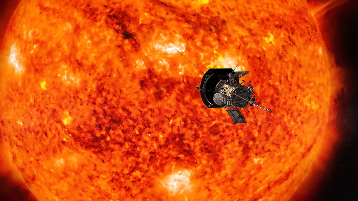 (FILES) This handout illustration obtained July 6, 2018 courtesy of NASA/Johns Hopkins APL shows an artistt's conception of NASA's Parker Solar Probe, the spacecraft that will fly through the Sun's corona to trace how energy and heat move through the star's atmosphere. (Photo by HANDOUT / NASA/Johns Hopkins APL / AFP)