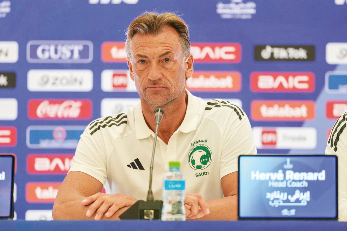 Saudi Arabia coach Herve Renard during a press conference on December 24, 2024.