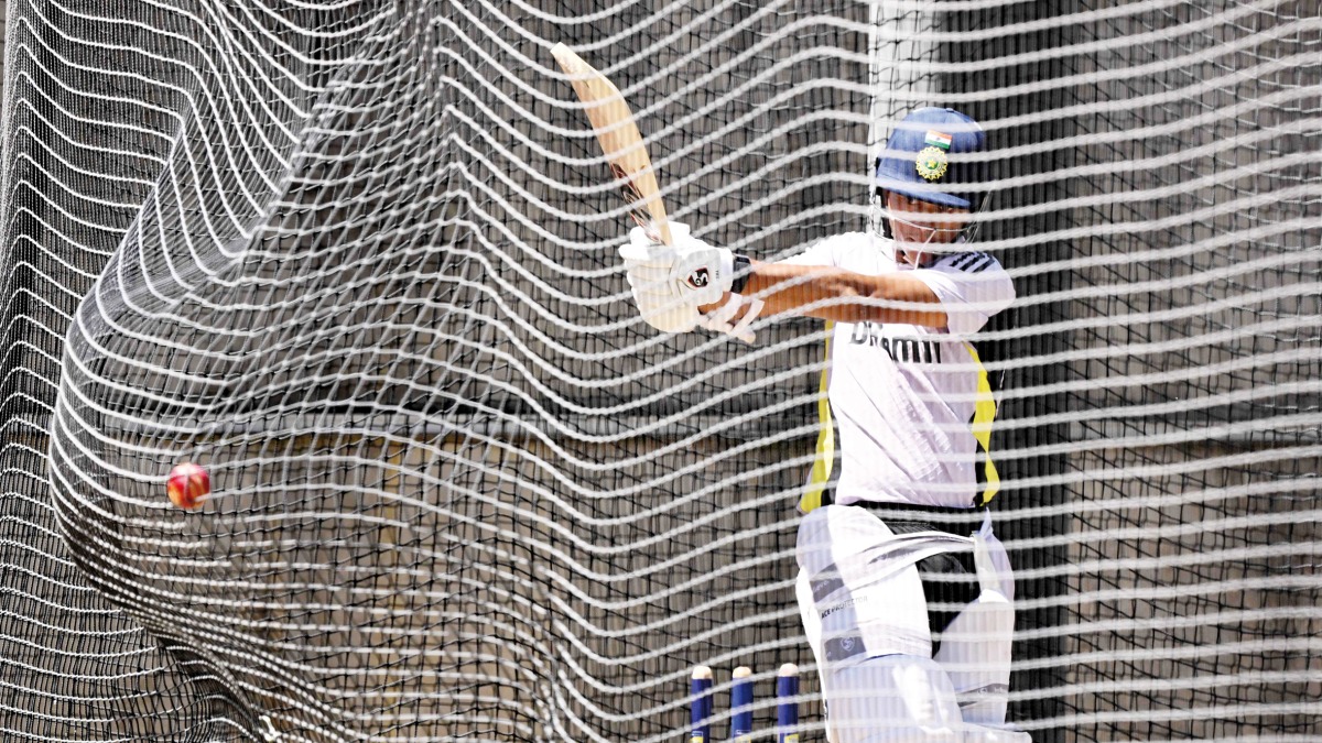 India’s Yashasvi Jaiswal plays a shot in the nets at the Melbourne Cricket Ground.