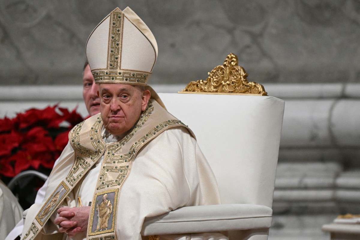 Pope Francis presides over the Christmas Eve mass at St Peter's Basilica in the Vatican on December 24, 2024. Photo by Tiziana FABI / AFP.
