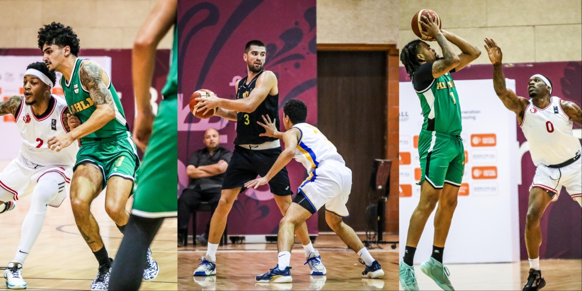 Action during the match between Al Shamal and Al Ahli, with Most Valuable Player of the match, Al Shamal's Emmanuel Ezenwa Egbuta (right) tries to defend the ball during the match against Al Ahli.