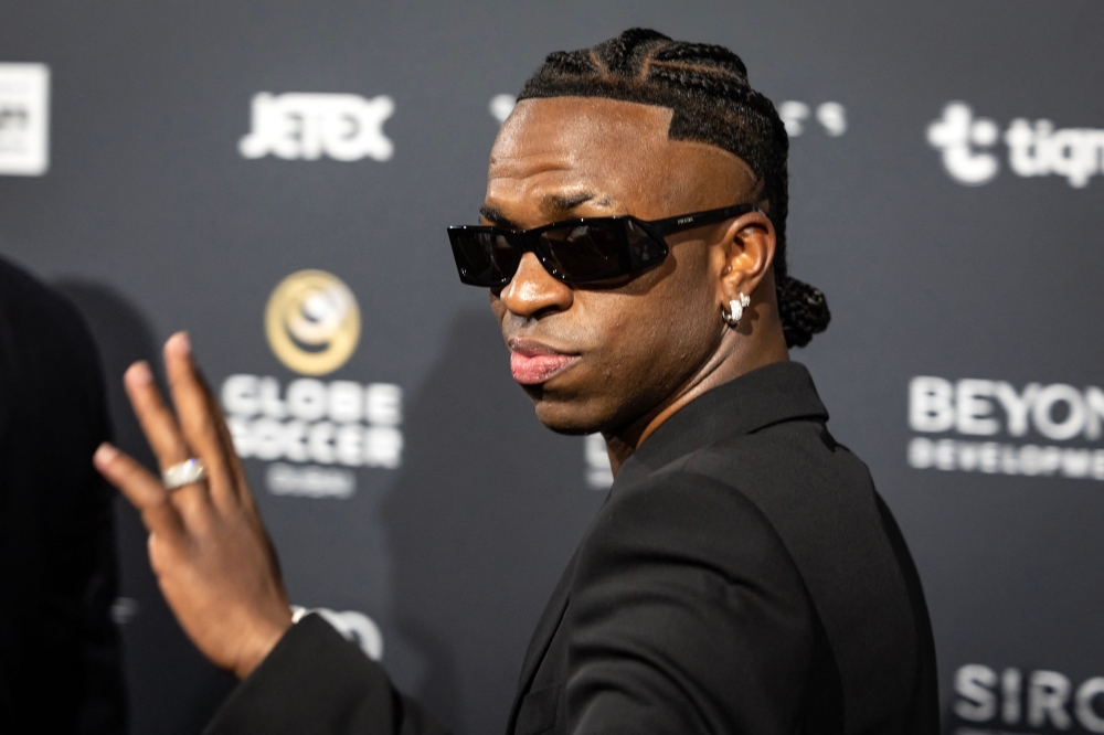 Brazilian forward Vinicius Junior arrives for the Globe Soccer Awards ceremony in Dubai on December 27, 2024. (Photo by Fadel Senna / AFP)