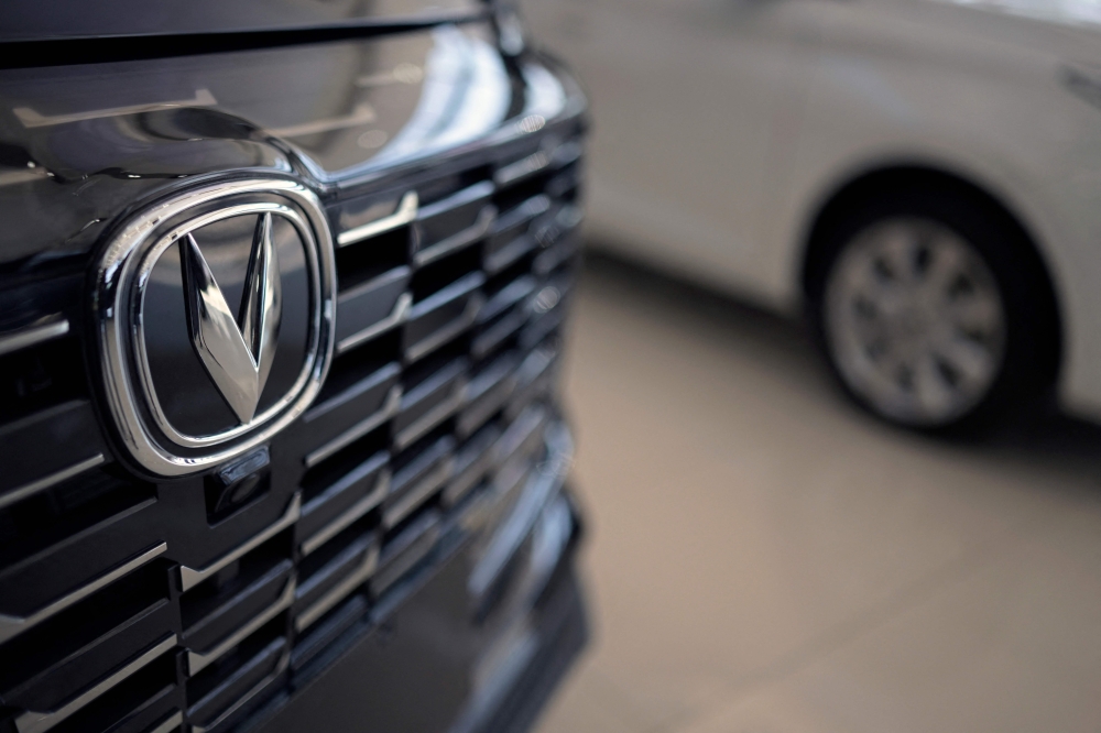 Detail of a Chinese-made Changan car at a dealership in Naucalpan, State of Mexico, Mexico, on December 7, 2024. (Photo by Alfredo Estrella / AFP)