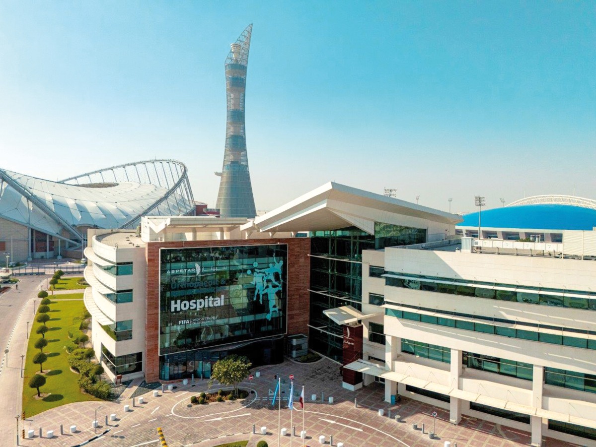 A view of Aspetar hospital building.