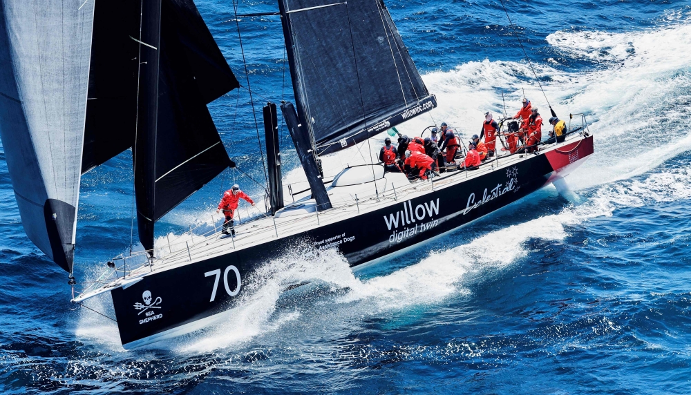 This handout image taken on December 26, 2024 and received from Rolex Sydney Hobart Yacht Race on December 29, shows the yacht Celestial competing at the start of the annual 2024 Sydney to Hobart yacht race. (Photo by Carlo Borlenghi / ROLEX / AFP)