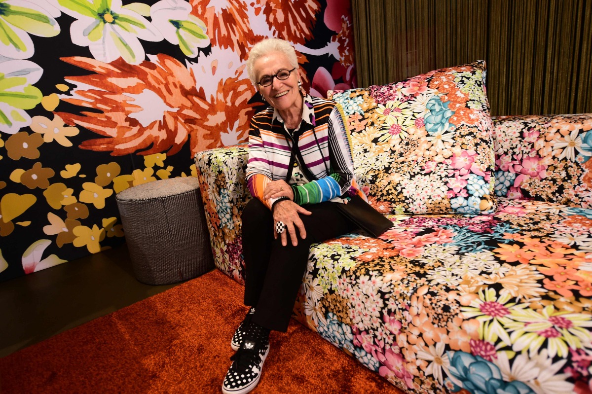 (FILES) Rosita Missoni Jelmini founder of Missoni fashion house, poses in the Missoni house showroom in Milan on April 14, 2016. (Photo by GIUSEPPE CACACE / AFP)
