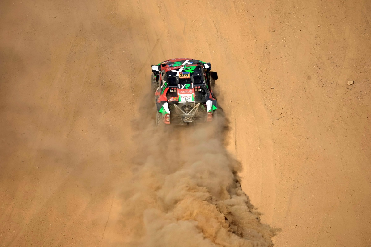 Saudi Arabia's Yazeed Al Rajhi drives during the Dakar Rally 2025.