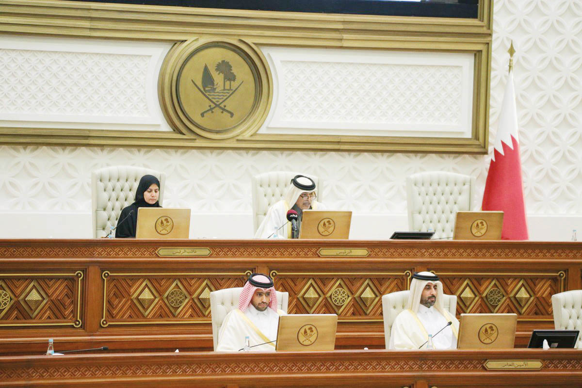 Speaker of Shura Council H E Hassan bin Abdullah Al Ghanim chairing the Council's session yesterday.