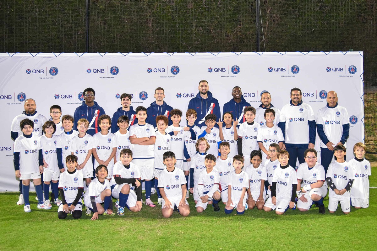 PSG players during the visit to PSG Academy. 