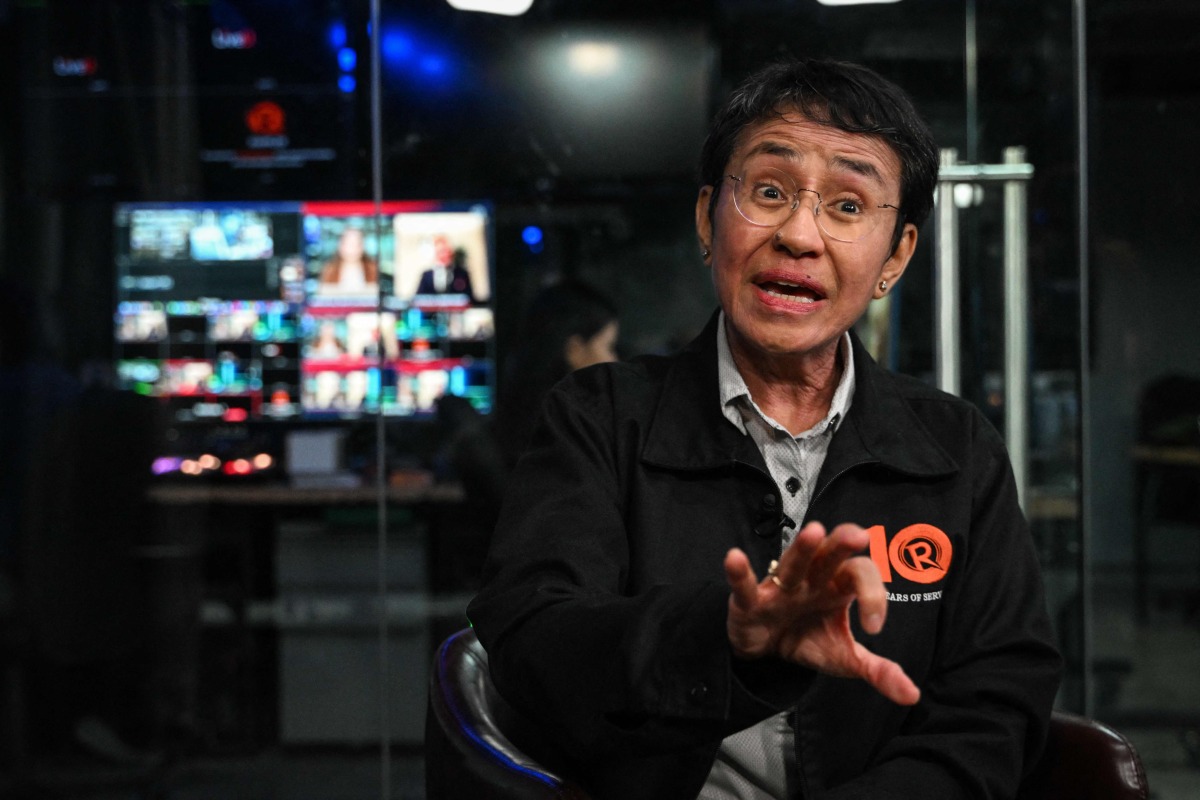 Philippine journalist and Nobel laureate Maria Ressa speaks during an interview with AFP in Manila on January 8, 2025. Photo by JAM STA ROSA / AFP