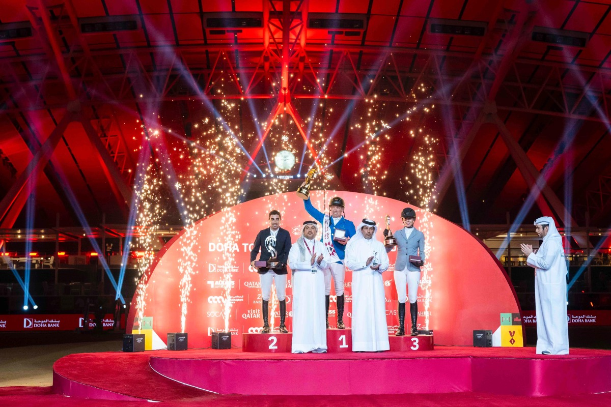 The CSI4* Grand Prix podium winners were crowned by Ahmed Jaber Al Mulla and Hamza Al Kuwari, members of the Doha Tour’s organising committee.