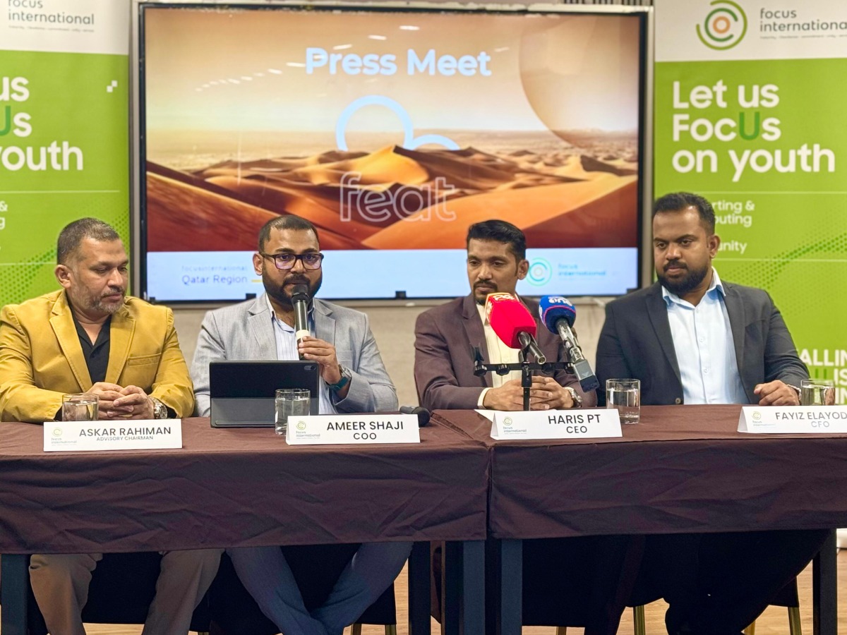 Executives of focusQATAR address a press conference recently.