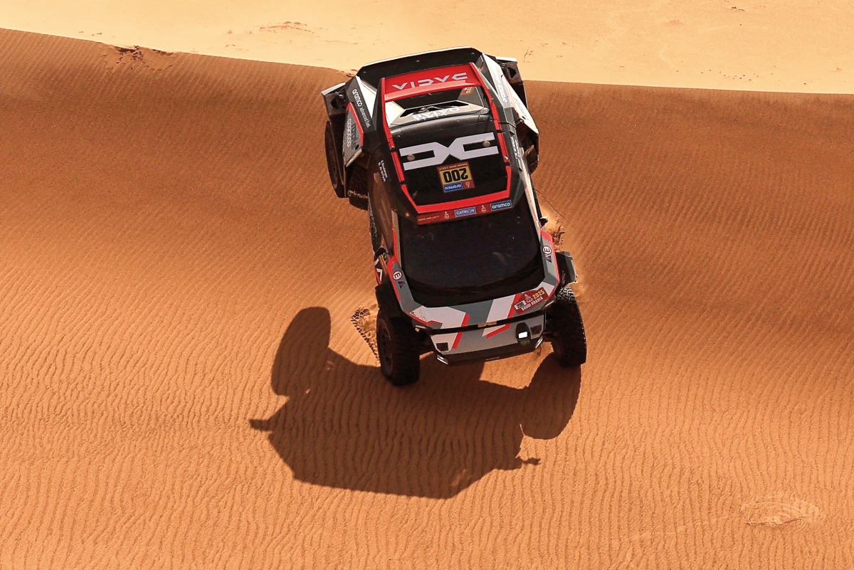 Qatari driver Nasser Al Attiyah and French navigator Edouard Boulanger in action yesterday.