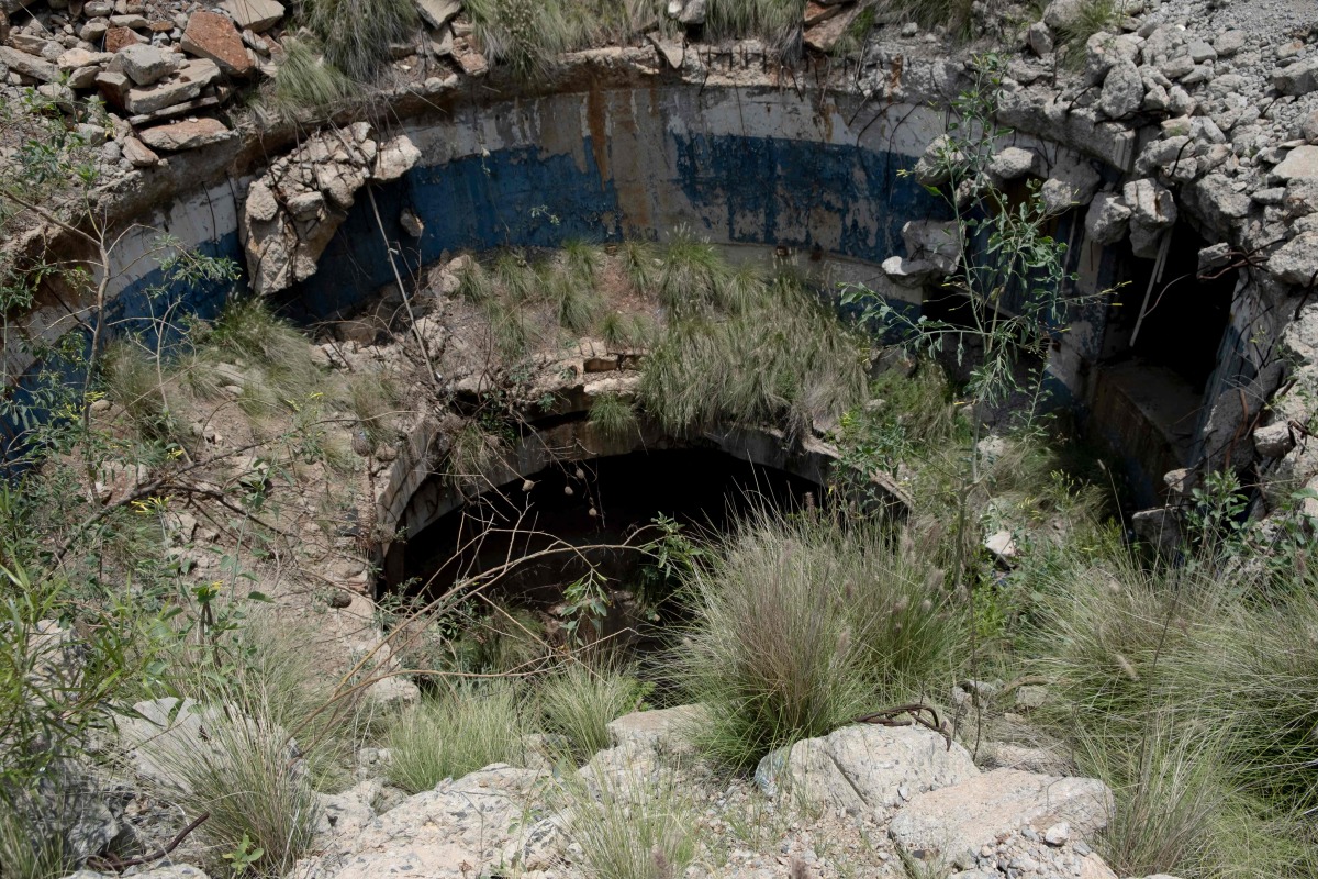 The entrance shaft of an abandoned mine is seen in Stilfontein on January 14, 2025. Photo by Christian Velcich / AFP