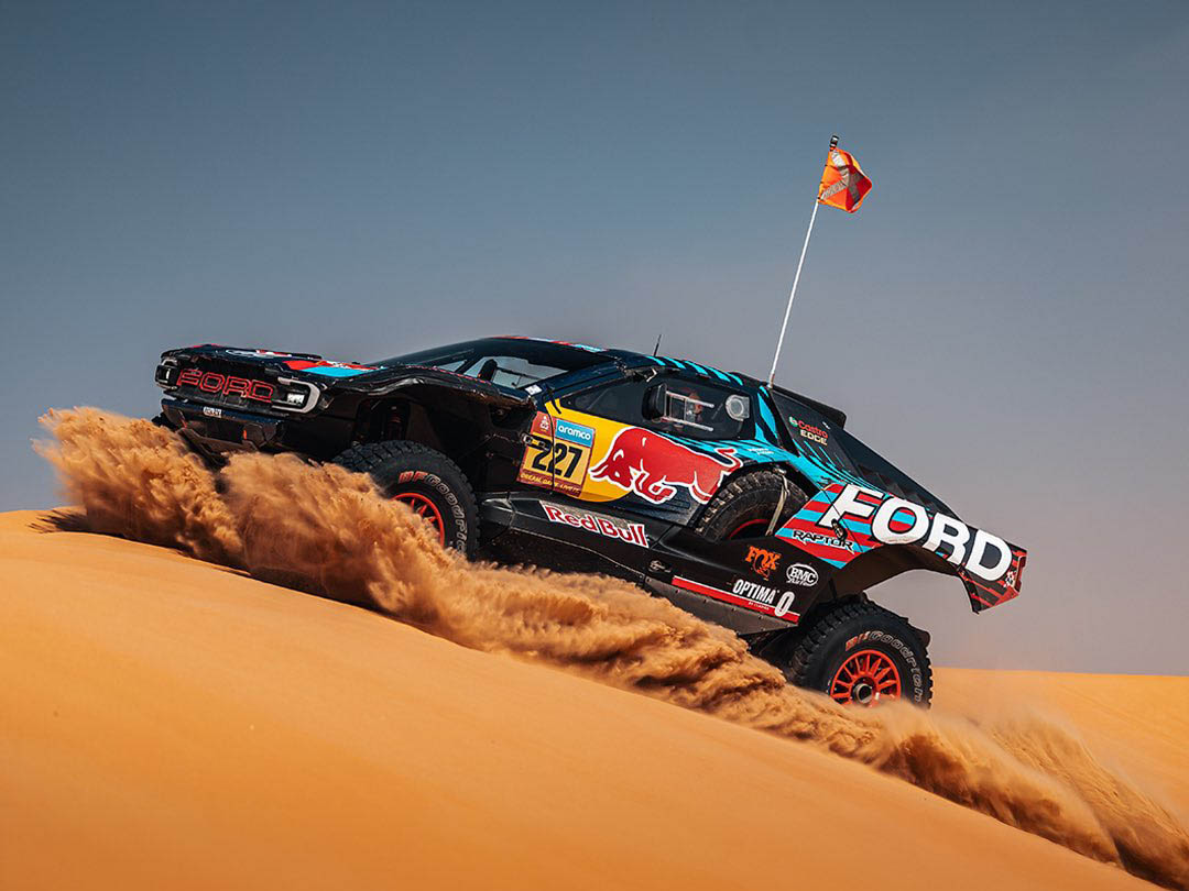 Nani Roma and Spanish co-driver Alex Haro won Stage 10 of Dakar Rally. Pic: Ford Performance