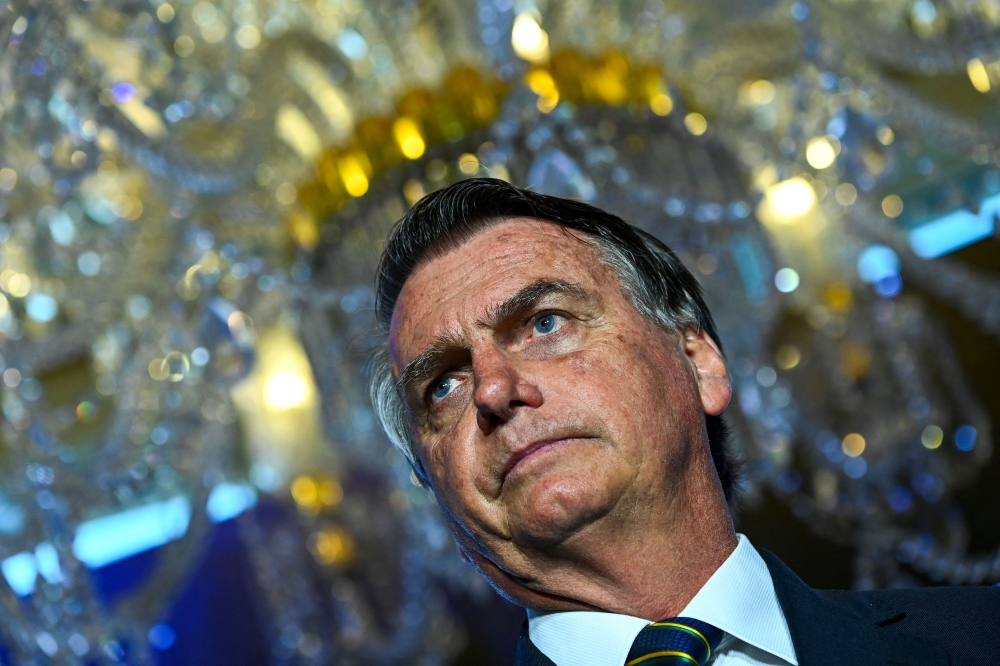 File: Former Brazilian President Jair Bolsonaro speaks during a 