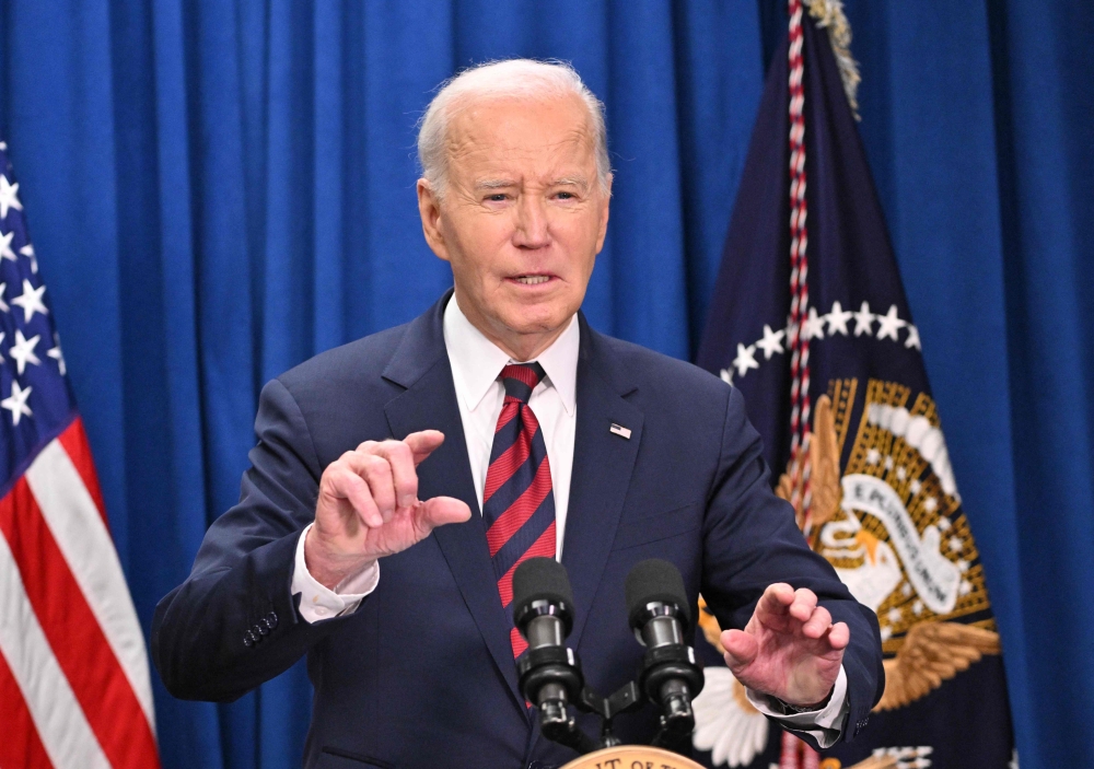 US President Joe Biden speaks about the Israel-Hamas ceasefire and hostage deal in North Charleston, South Carolina, on January 19, 2025. (Photo by Roberto Sschmidt / AFP)