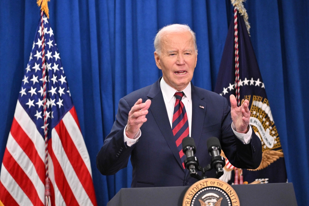 US President Joe Biden speaks about the Israel-Hamas ceasefire and hostage deal in North Charleston, South Carolina, on January 19, 2025. (Photo by Roberto Schmidt / AFP)