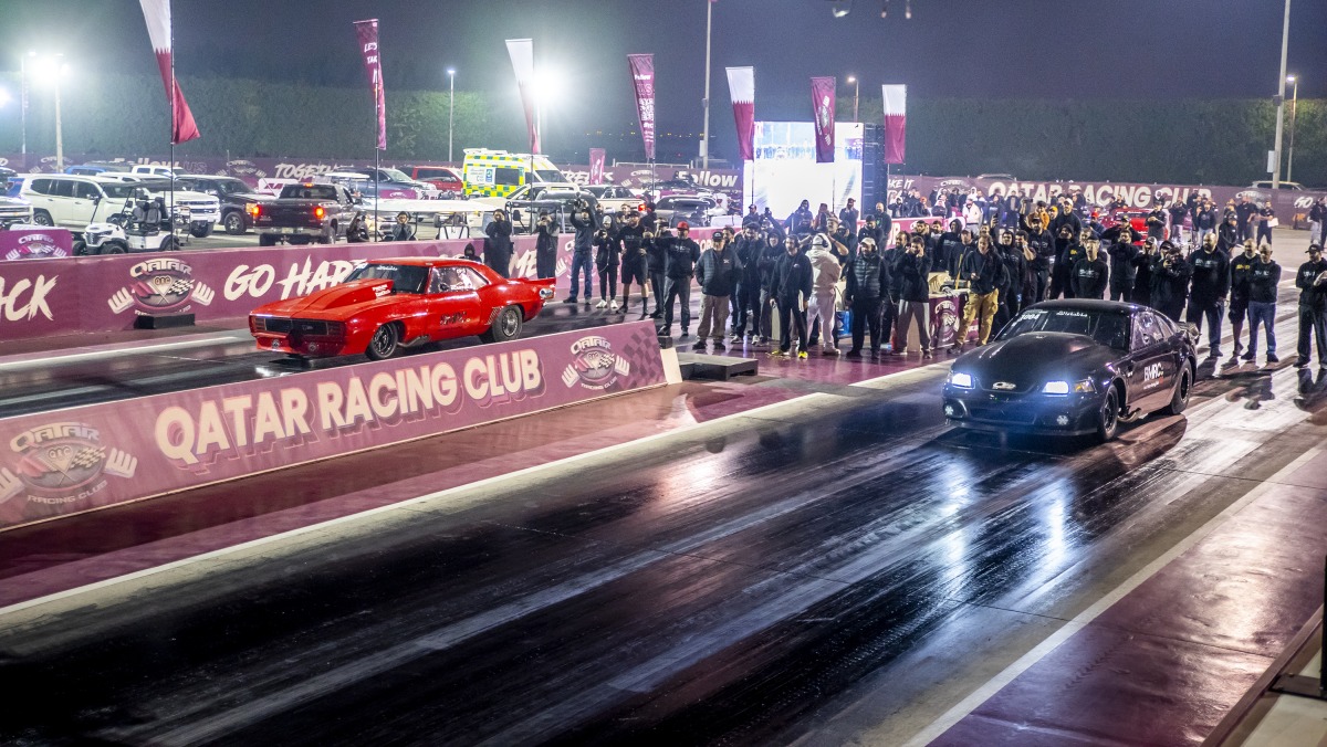 Action during the second round of 2025 Arabian Drag Racing League. 