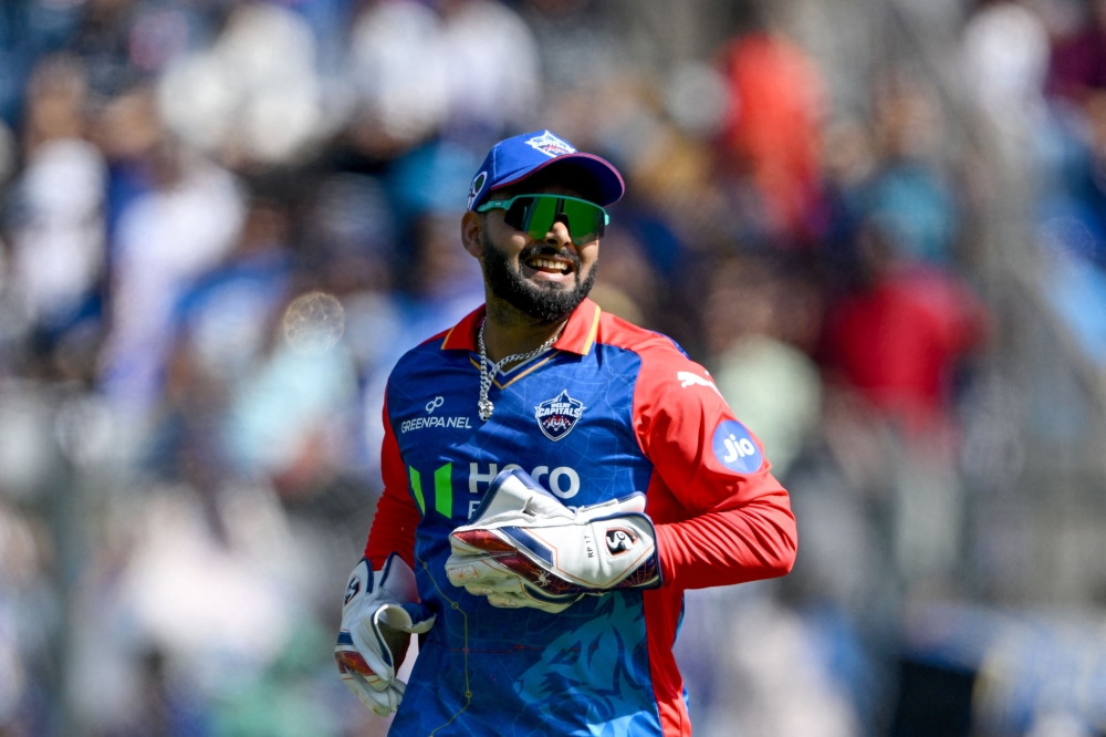 (Files) Delhi Capitals' captain Rishabh Pant reacts during the Indian Premier League (IPL) Twenty20 cricket match at the Wankhade Stadium in Mumbai on April 7, 2024. (Photo by Indranil Mukherjee / AFP) 